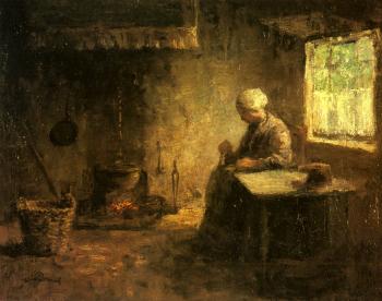 約瑟夫 伊斯拉爾斯 Peasant Woman By A Hearth